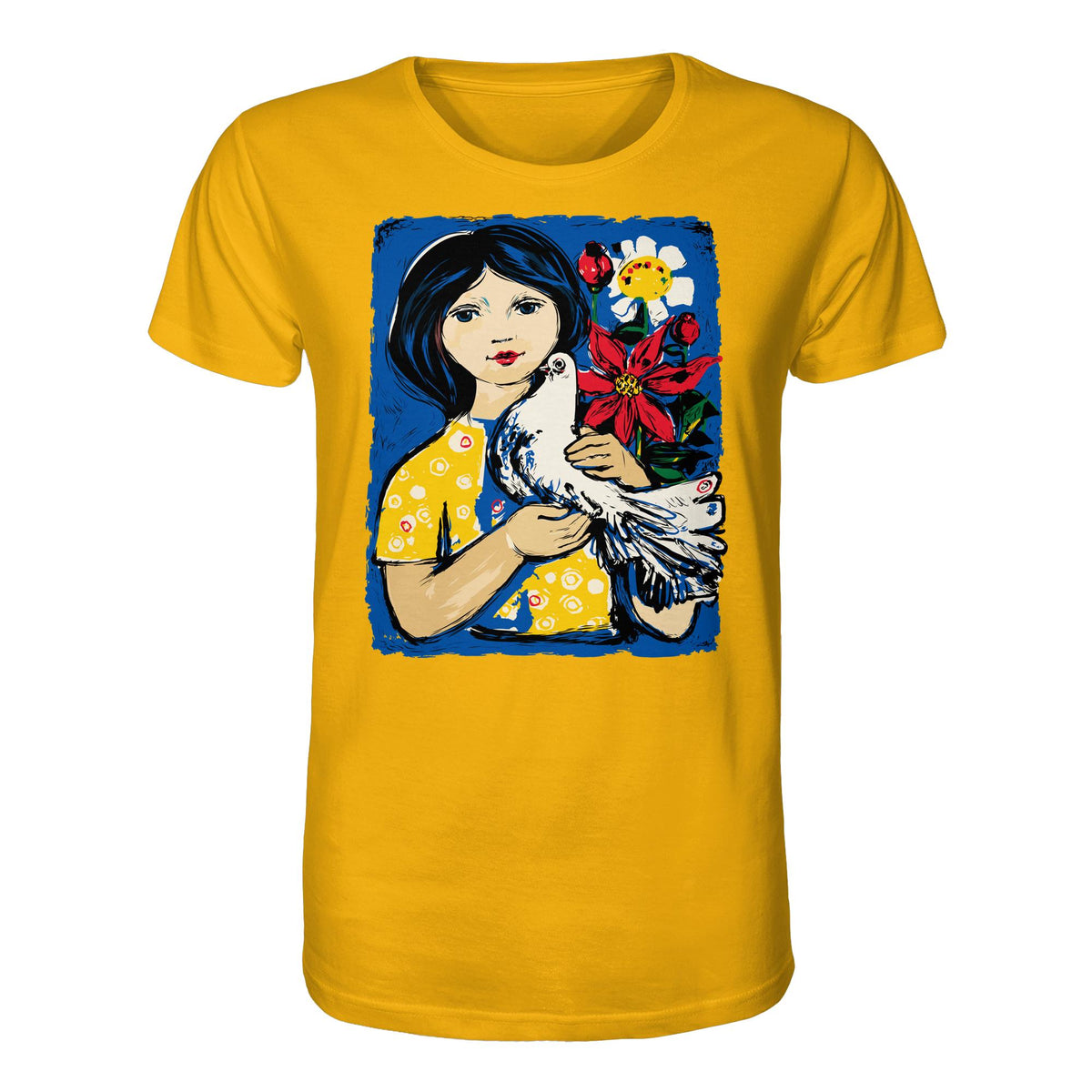 DDR Ostalgie Bio-Shirt Unisex • WALTER WOMACKA - MÄDCHEN MIT FRIEDENSTAUBE