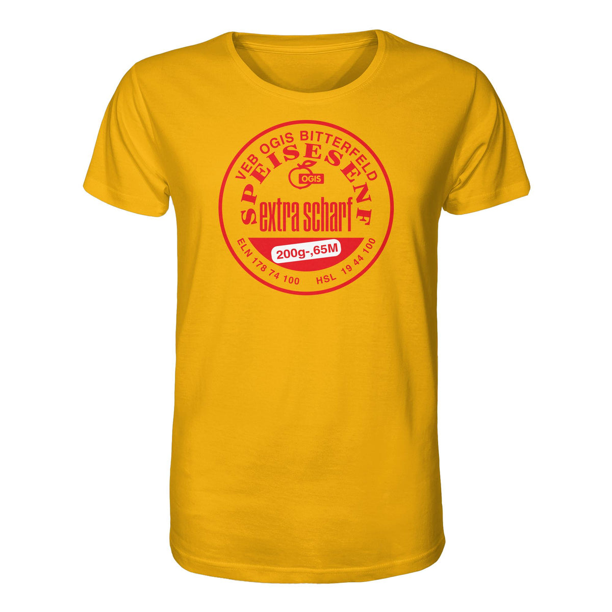 DDR Ostalgie Bio-Shirt Unisex • VEB OGIS BITTERFELD - SPEISESENF EXTRASCHARF