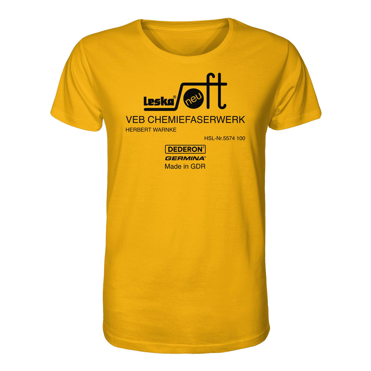 DDR Ostalgie Bio-Shirt Unisex • LESKA VEB CHEMIEFASERWERK HERBERT WARNKE - DEDERON, GERMINA
