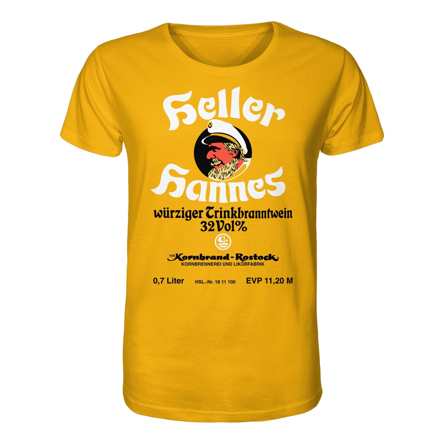 DDR Ostalgie Bio-Shirt Unisex • HELLER HANNES - TRINKBRANNTWEIN - VEB KORNBRANDT ROSTOCK