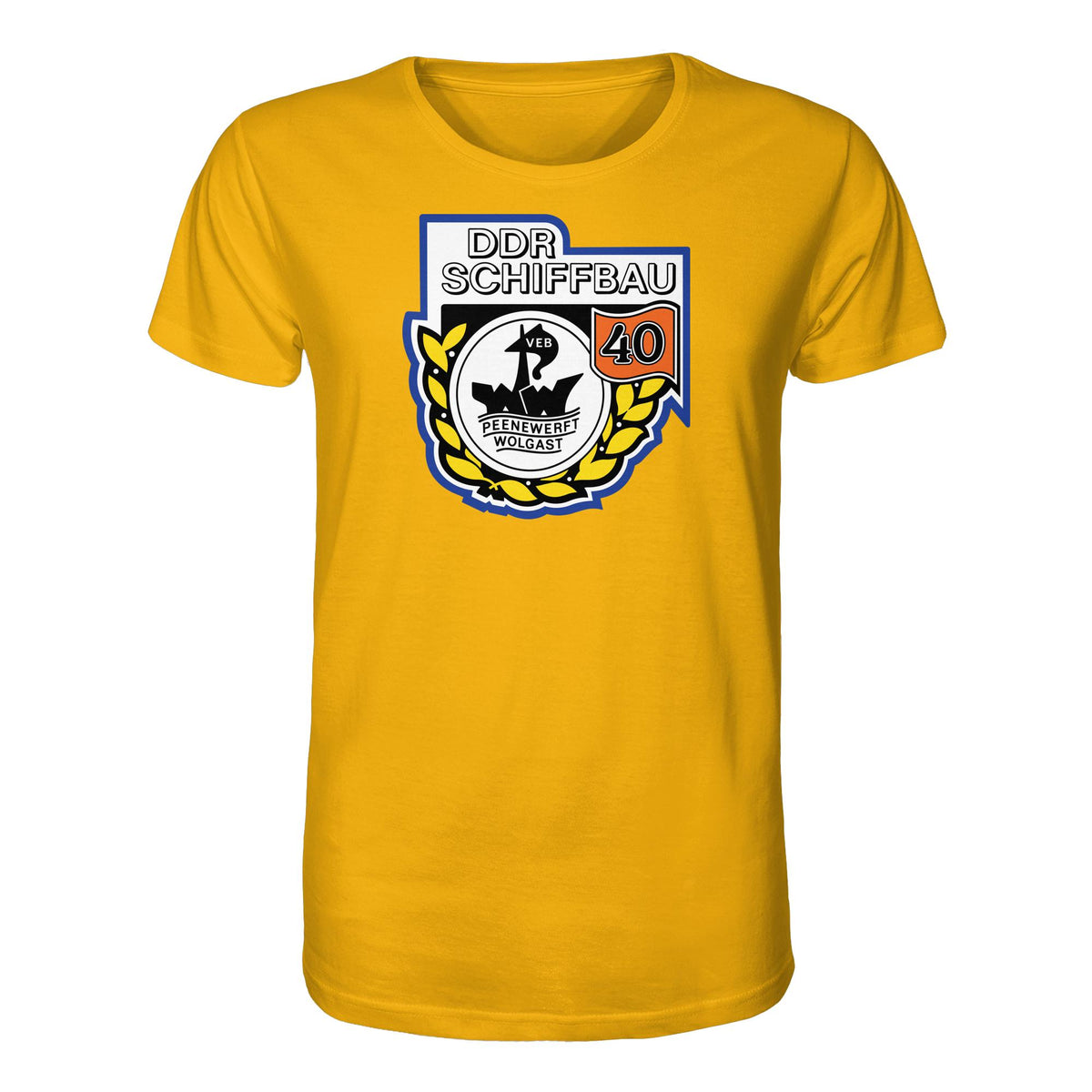 DDR Ostalgie Bio-Shirt Unisex • VEB PEENEWERFT WOLGAST, DDR SCHIFFBAU