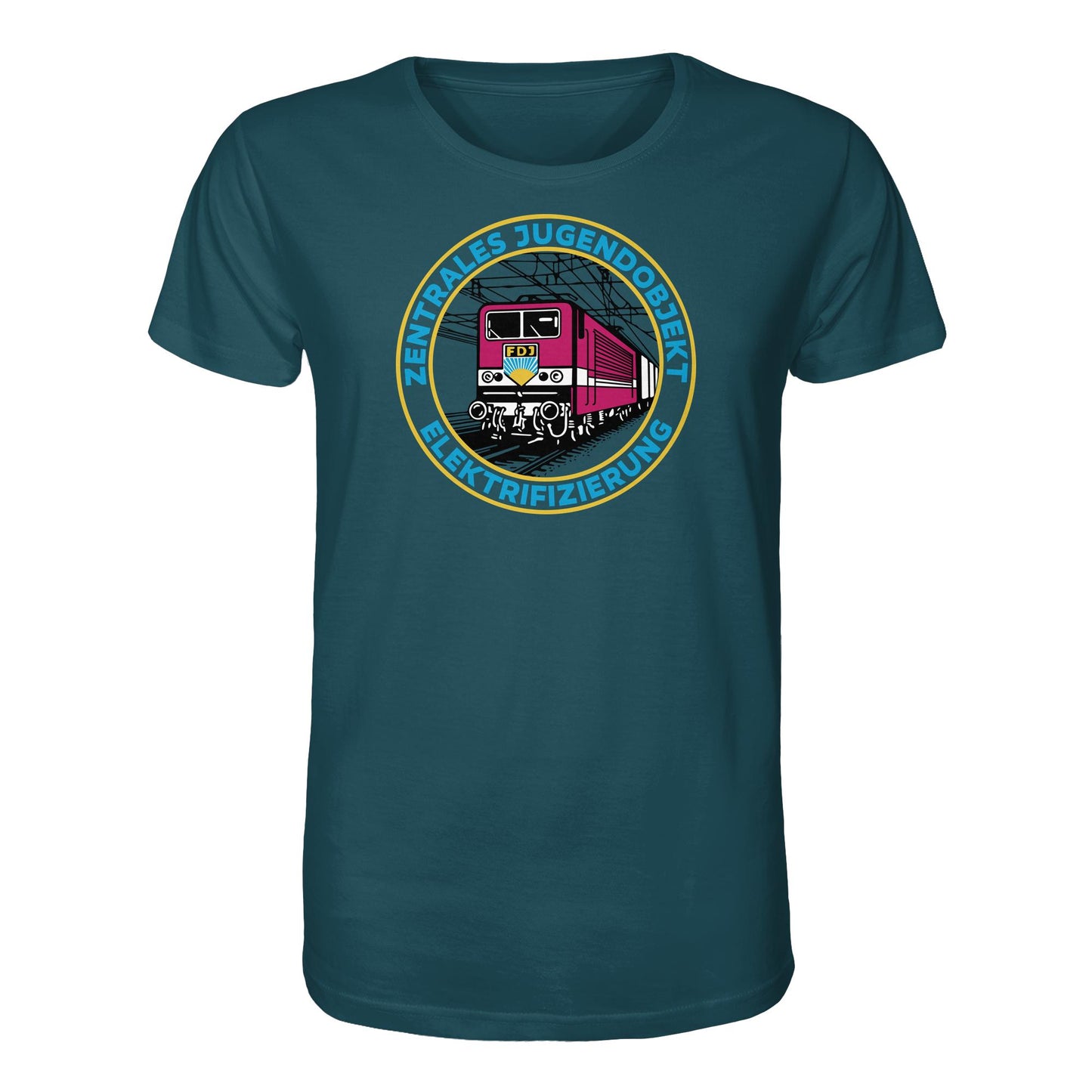 DDR Ostalgie Bio-Shirt Unisex • DR - FDJ ZENTRALES JUGENDOBJEKT ELEKTRIFIZIERUNG