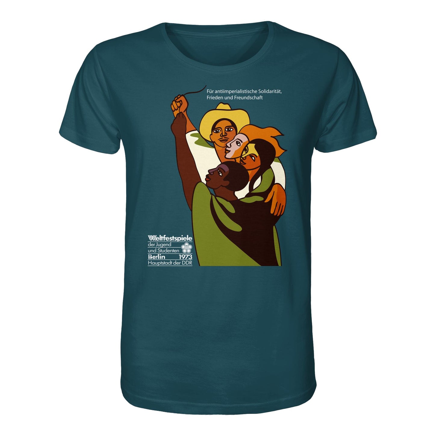 DDR Ostalgie Bio-Shirt Unisex • FÜR FRIEDEN UND FREUNDSCHAFT - ORIGINALPOSTER WELTFESTSPIELE BERLIN 1973