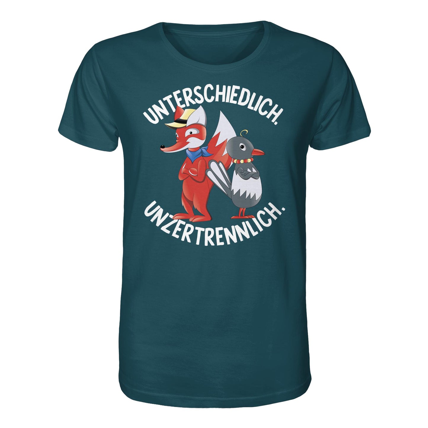 DDR Ostalgie Bio-Shirt Unisex • UNSER SANDMÄNNCHEN - HERR FUCHS & FRAU ELSTER, UNZERTRENNLICH