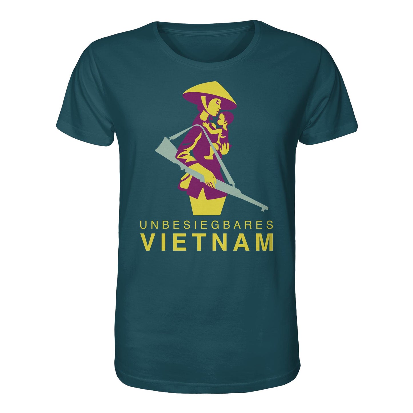 DDR Ostalgie Bio-Shirt Unisex • UNBESIEGBARES VIETNAM (DDR-BRIEFMARKE)