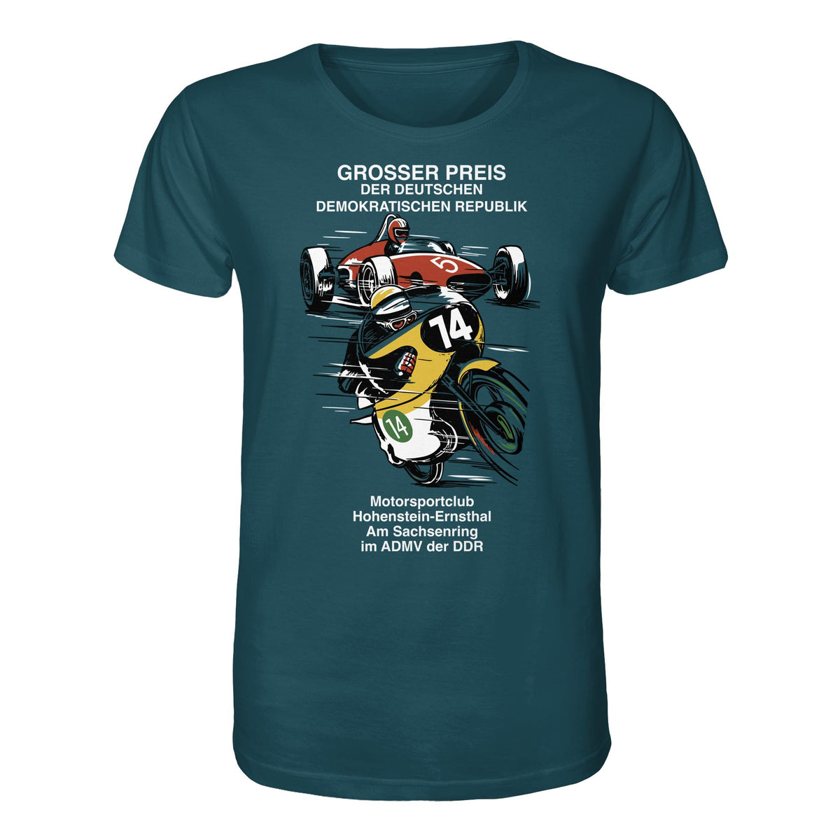 DDR Ostalgie Bio-Shirt Unisex • MOTORSPORT HOHENSTEIN-ERNSTHAL - GROSSER PREIS DER DDR