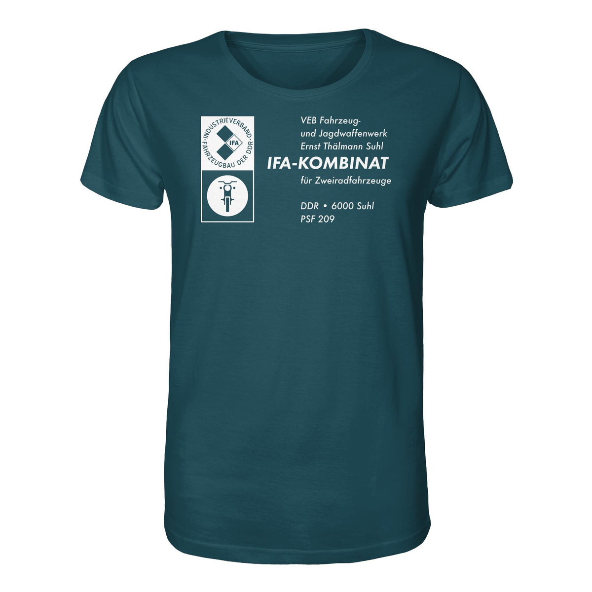 DDR Ostalgie Bio-Shirt Unisex • VEB FAHRZEUG- UND JAGDWAFFENWERK ERNST THÄLMANN SUHL
