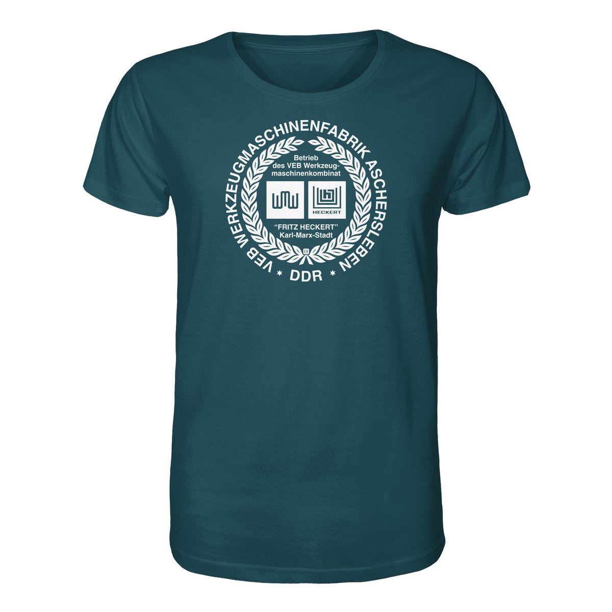 DDR Ostalgie Bio-Shirt Unisex • VEB WERKZEUGMASCHINENKOMBINAT FRITZ HECKERT - ASCHERSLEBEN
