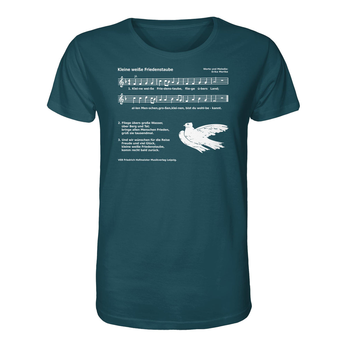 DDR Ostalgie Bio-Shirt Unisex • KLEINE WEISSE FRIEDENSTAUBE (ORIGINAL AUS DER FIBEL)