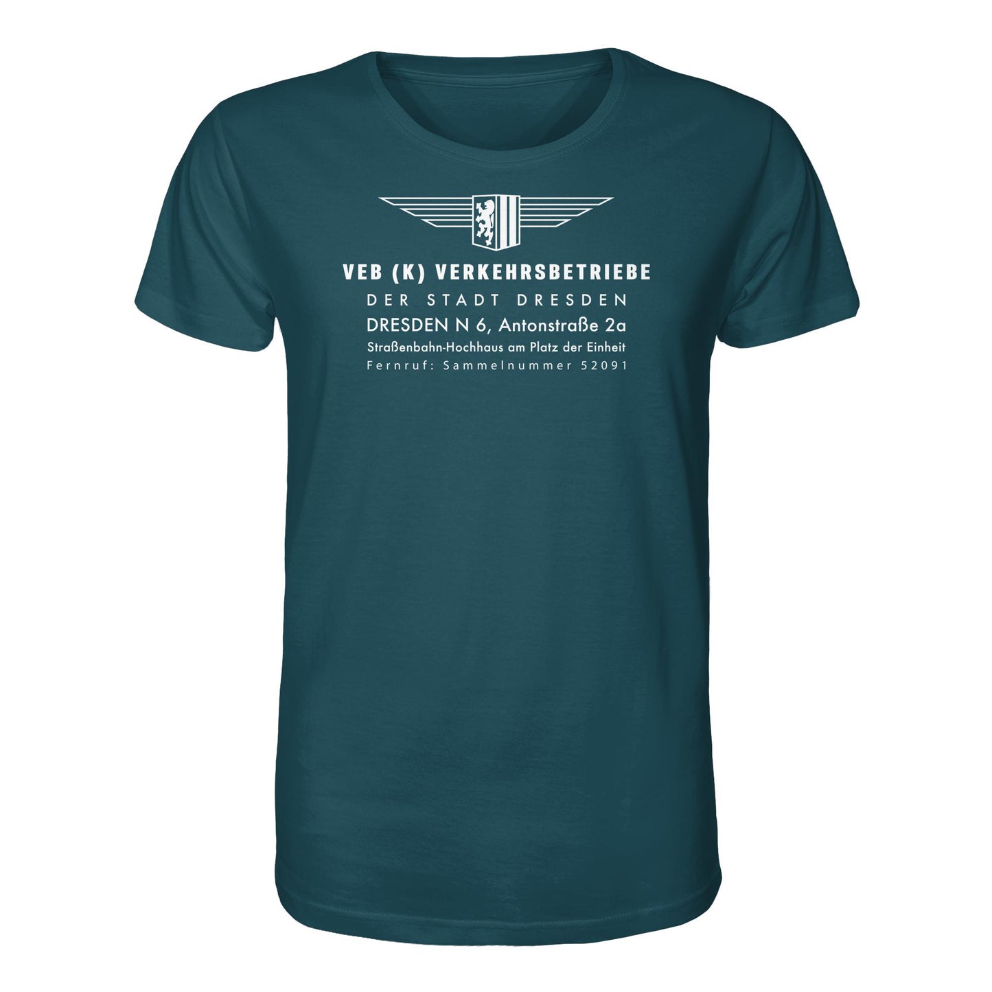 DDR Ostalgie Bio-Shirt Unisex • VEB VERKEHRSBETRIEBE DRESDEN