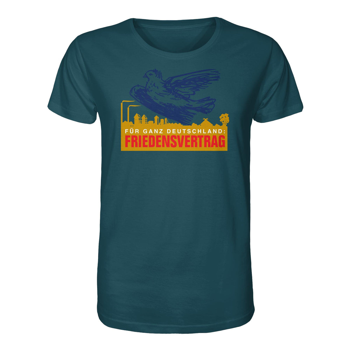DDR Ostalgie Bio-Shirt Unisex • FRIEDENSVERTRAG FÜR GANZ DEUTSCHLAND (ORIGINAL-PIN)