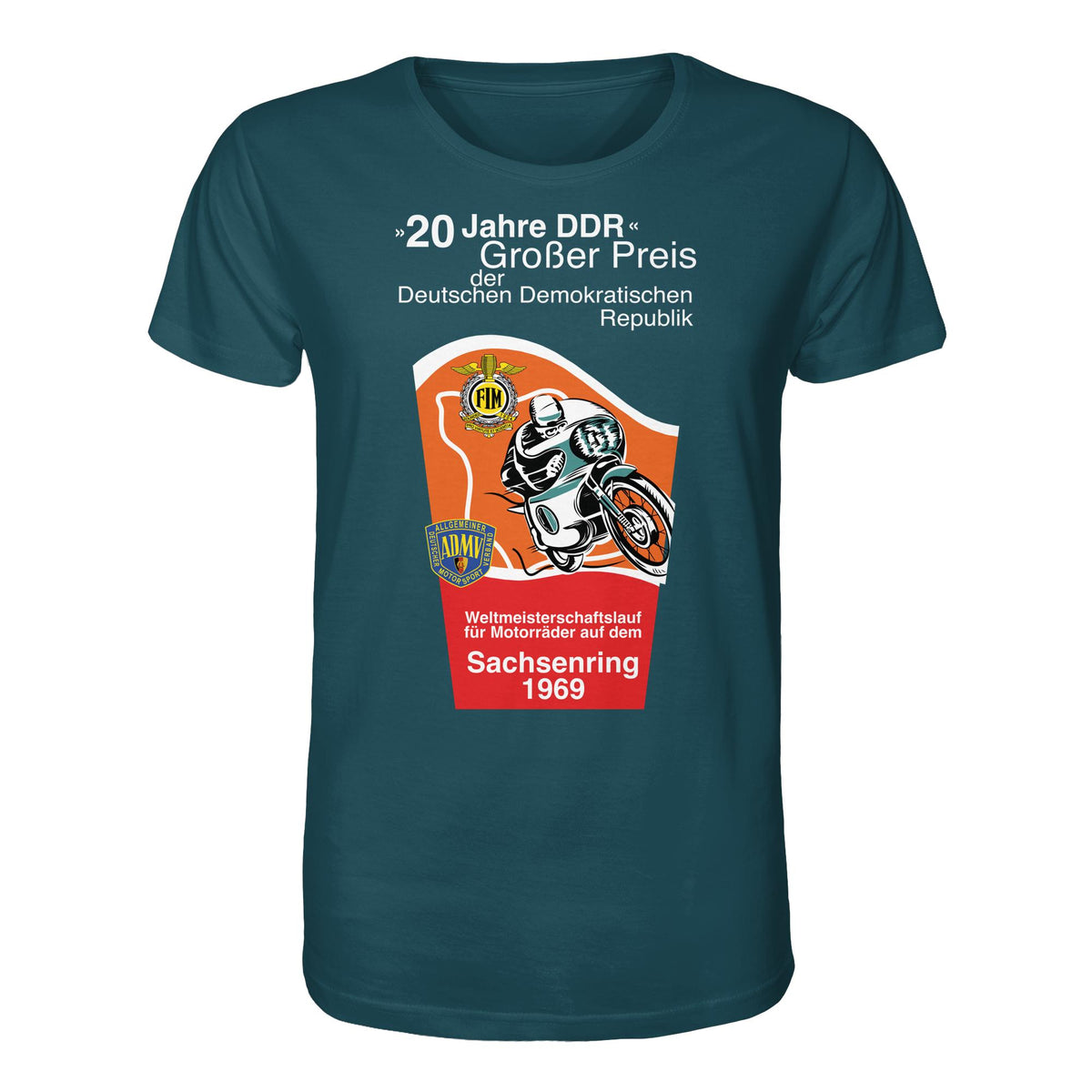 DDR Ostalgie Bio-Shirt Unisex • SACHSENRING 1969, WELTMEISTERSCHAFTSLAUF