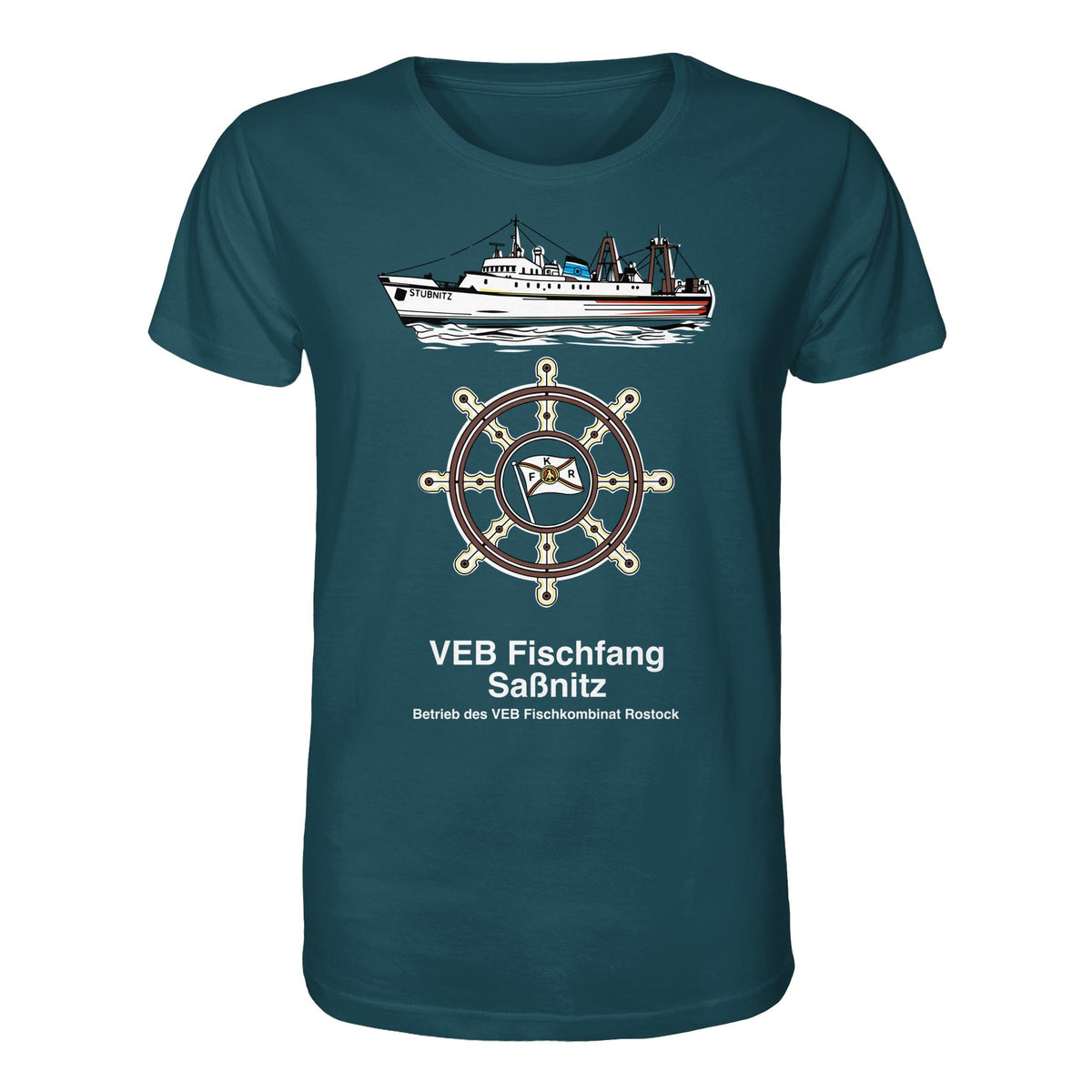 DDR Ostalgie Bio-Shirt Unisex • VEB FISCHFANG SASSNITZ