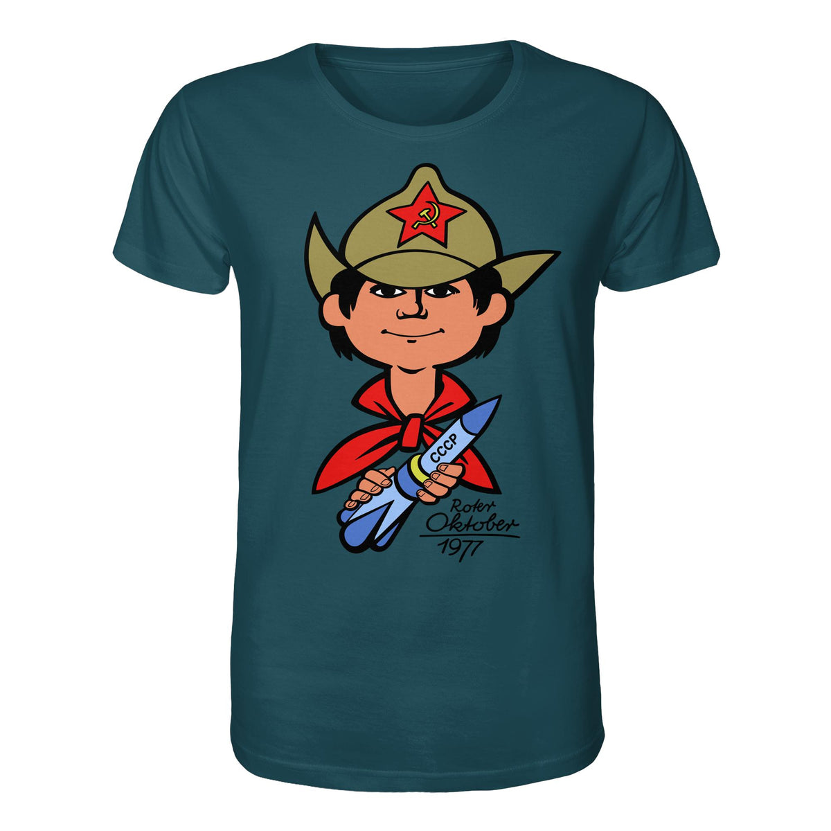 DDR Ostalgie Bio-Shirt Unisex • ROTER OKTOBER 1917 (ORIGINAL NICKI-MOTIV)