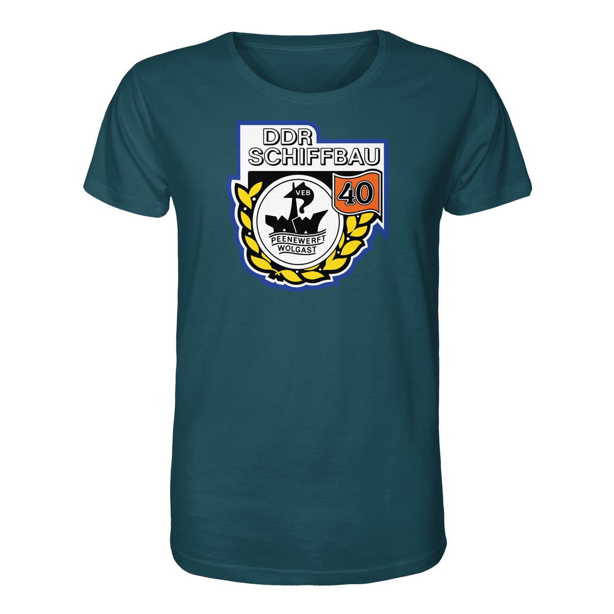 DDR Ostalgie Bio-Shirt Unisex • VEB PEENEWERFT WOLGAST, DDR SCHIFFBAU