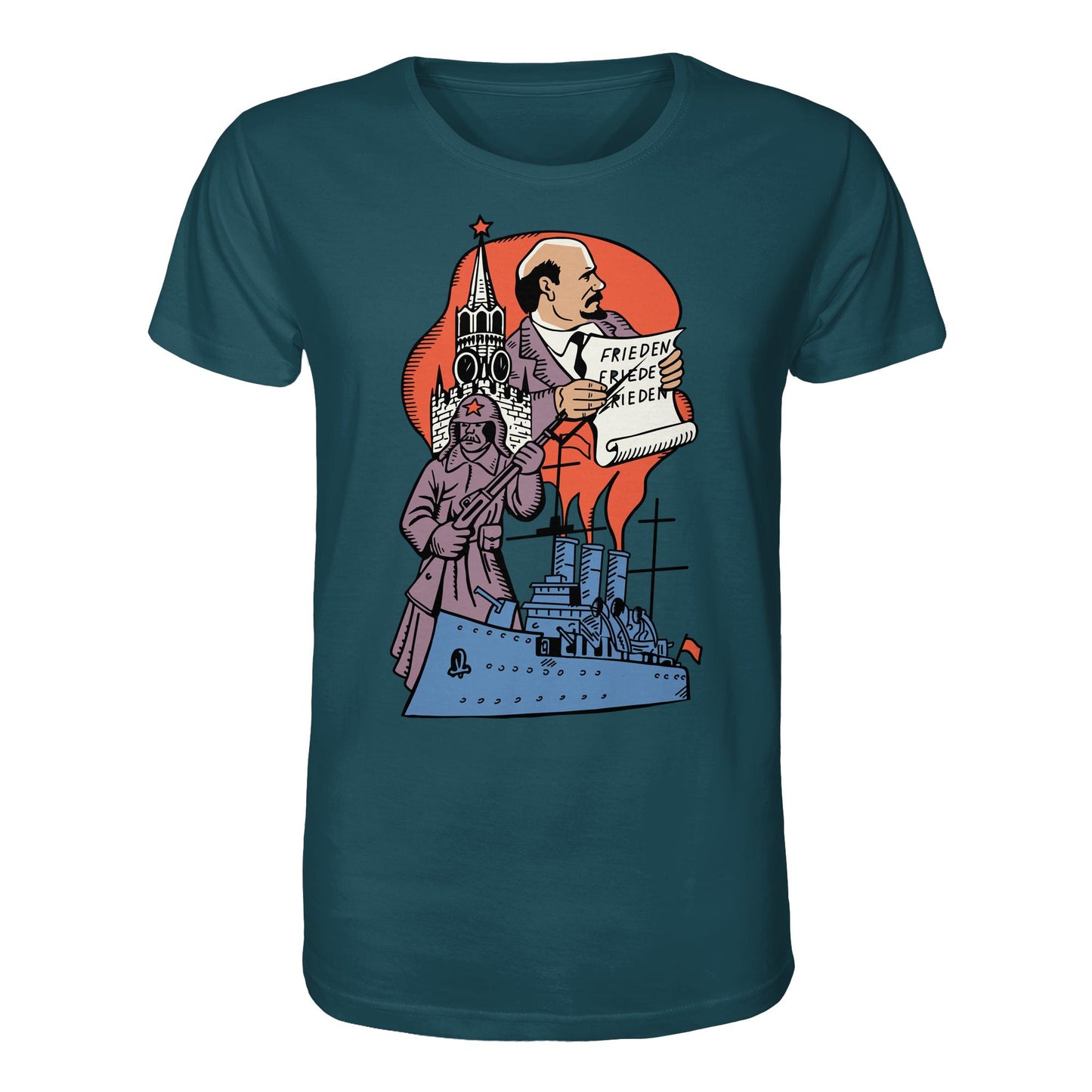 DDR Ostalgie Bio-Shirt Unisex • JAHRESTAG OKTOBERREVOLUTION 1917 (ORIGINAL POSTSTEMPEL)