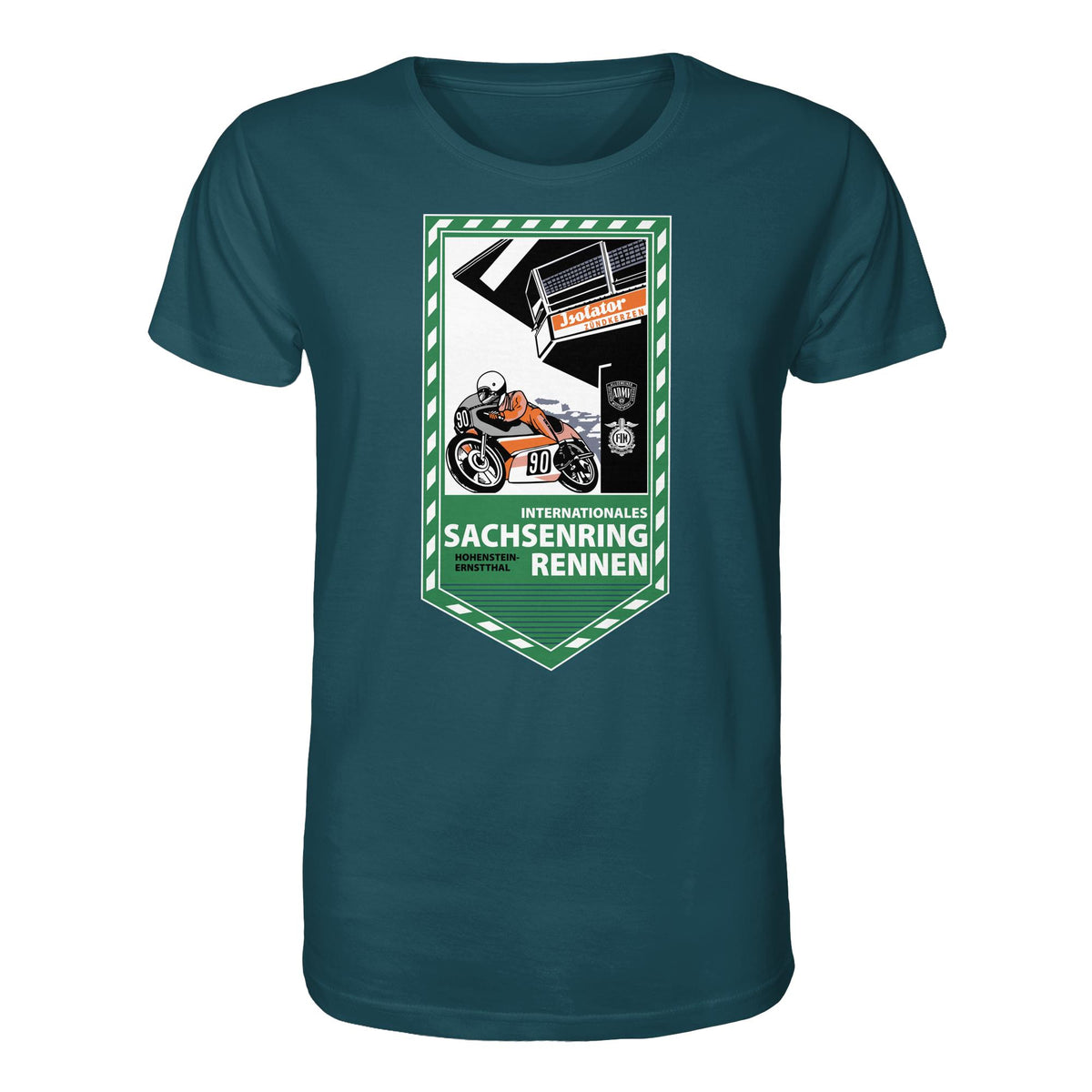 DDR Ostalgie Bio-Shirt Unisex • SACHSENRING-RENNEN ZWICKAU 1990 (ORIGINAL-WIMPEL)