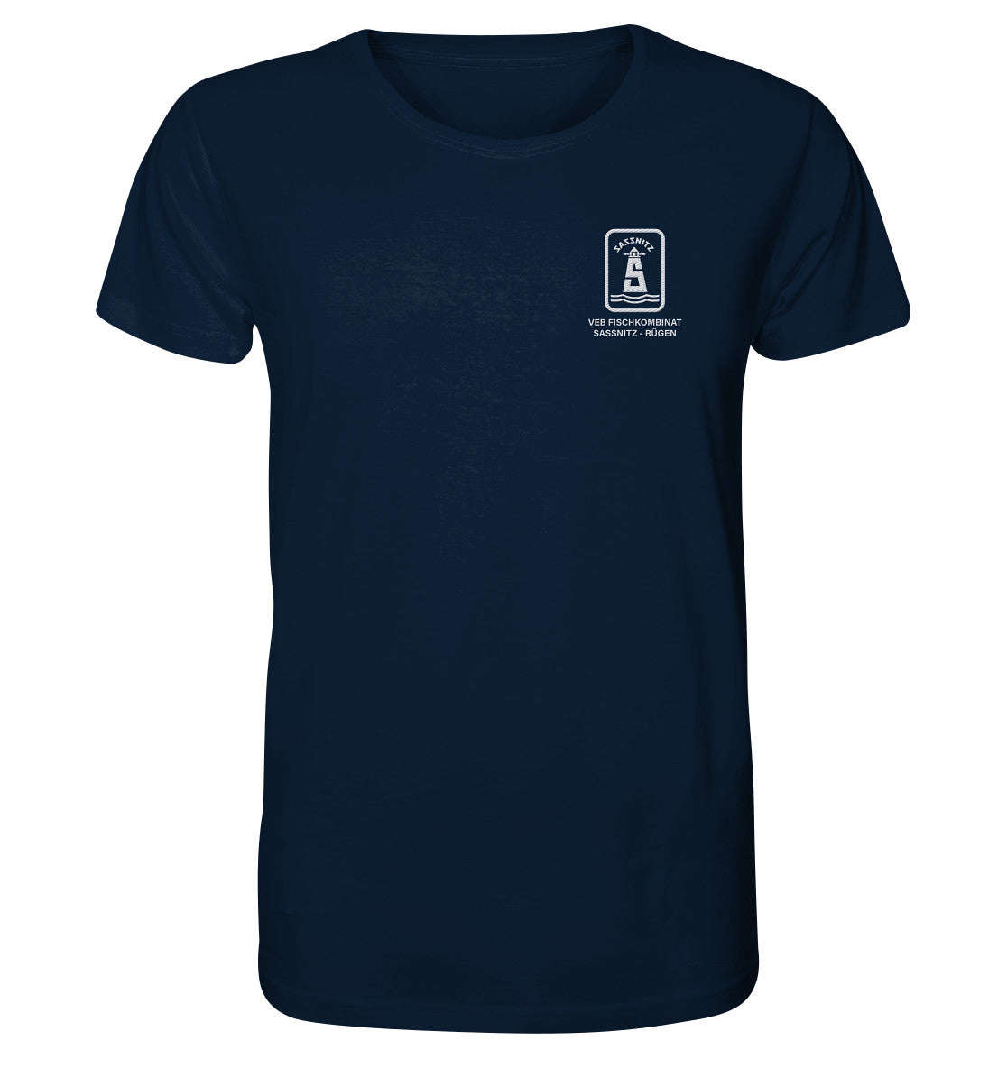 DDR Ostalgie Bio-Shirt bestickt • VEB FISCHKOMBINAT SASSNITZ-RÜGEN