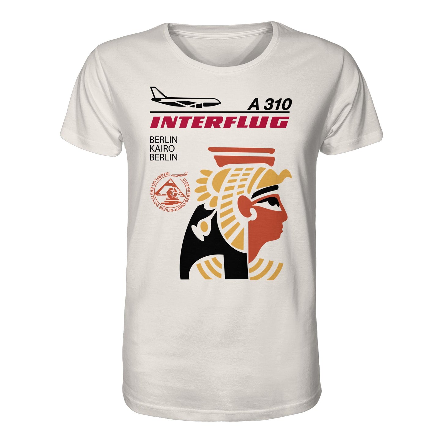 DDR Ostalgie Bio-Shirt Unisex • INTERFLUG BERLIN - KAIRO (ORIGINAL SONDERSTEMPEL)