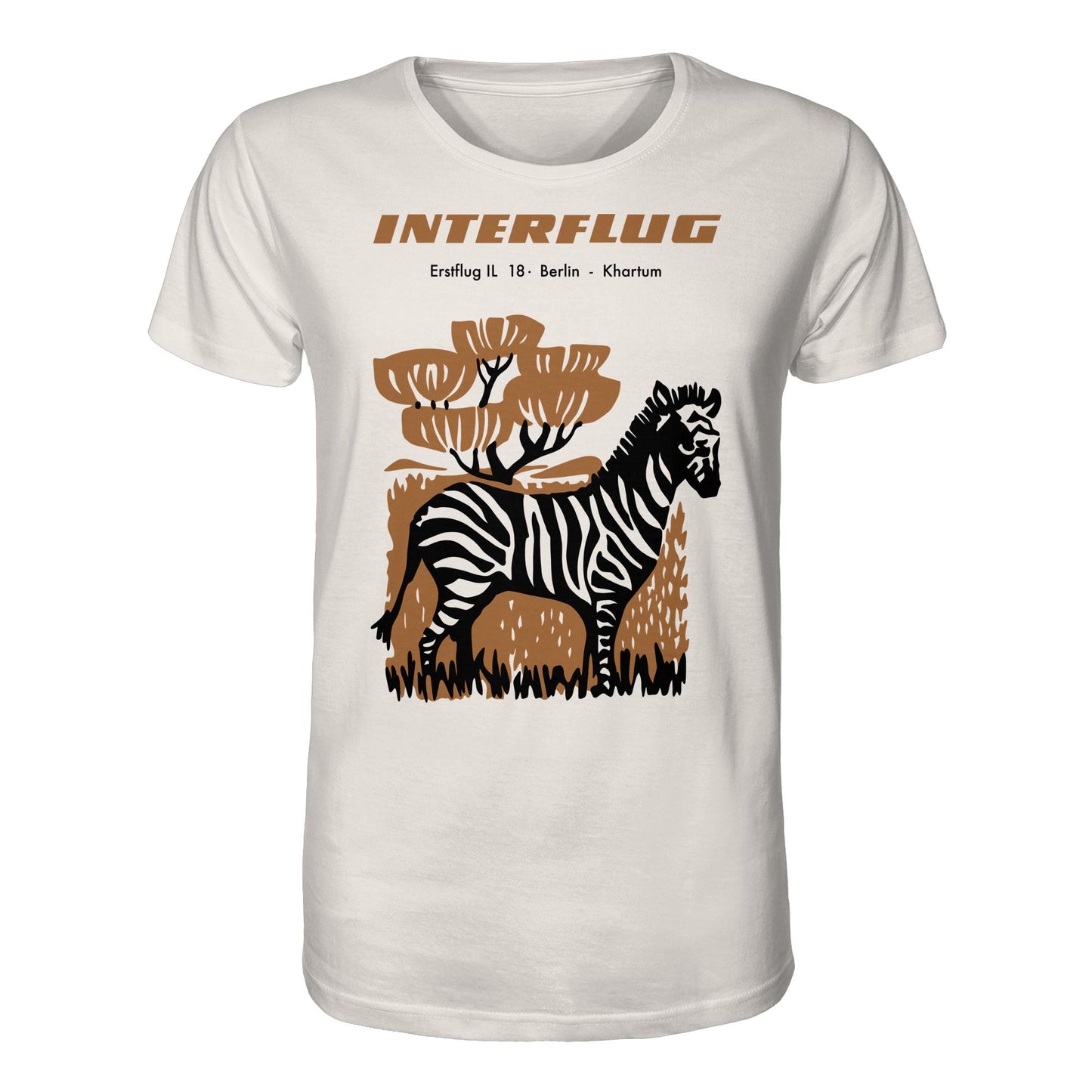 DDR Ostalgie Bio-Shirt Unisex • INTERFLUG BERLIN - KHARTUM (ORIGINAL SONDERSTEMPEL)