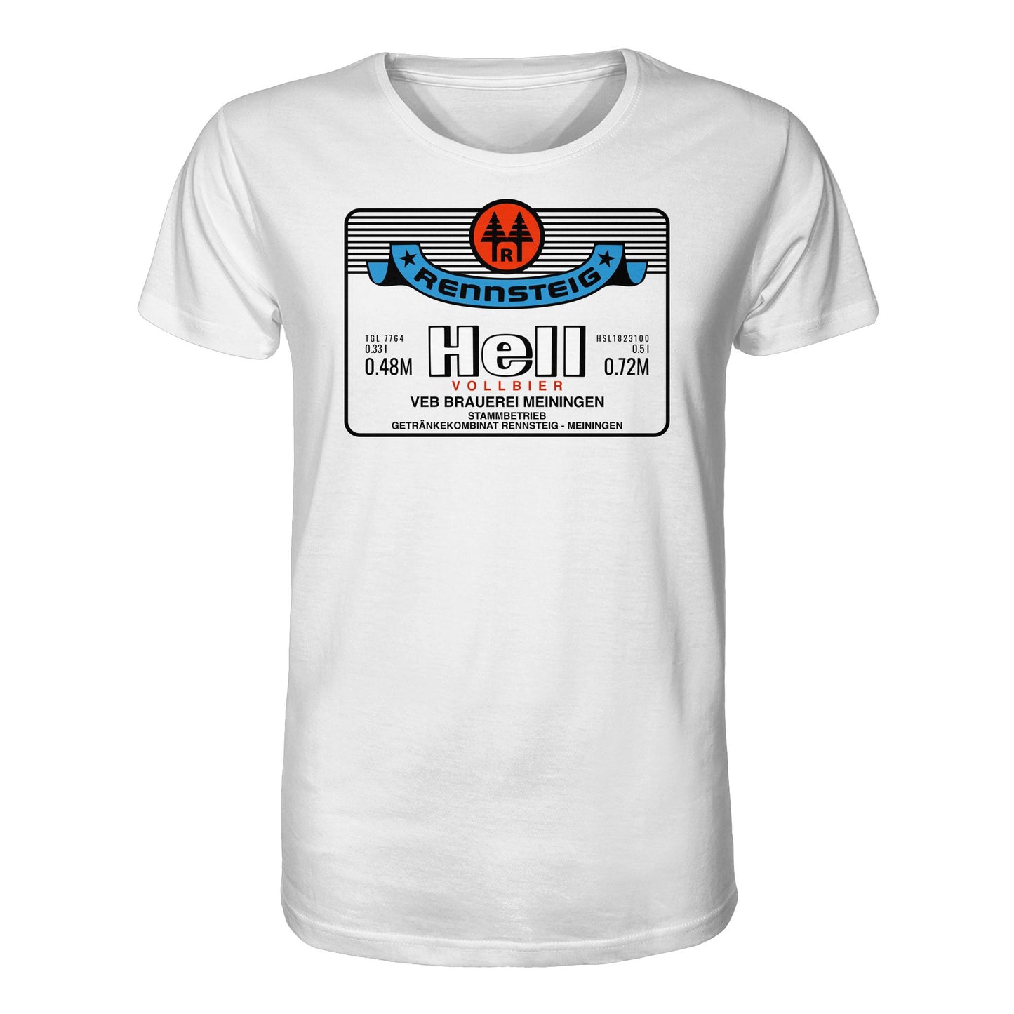 DDR Ostalgie Bio-Shirt Unisex • RENNSTEIG HELL - VEB BRAUEREI MEININGEN