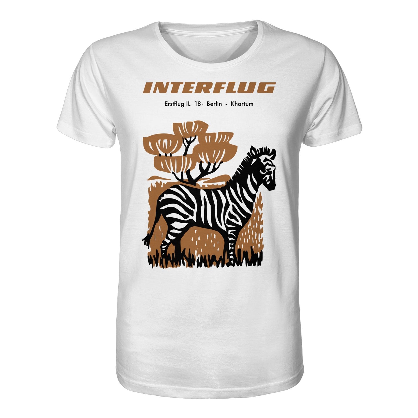 DDR Ostalgie Bio-Shirt Unisex • INTERFLUG BERLIN - KHARTUM (ORIGINAL SONDERSTEMPEL)