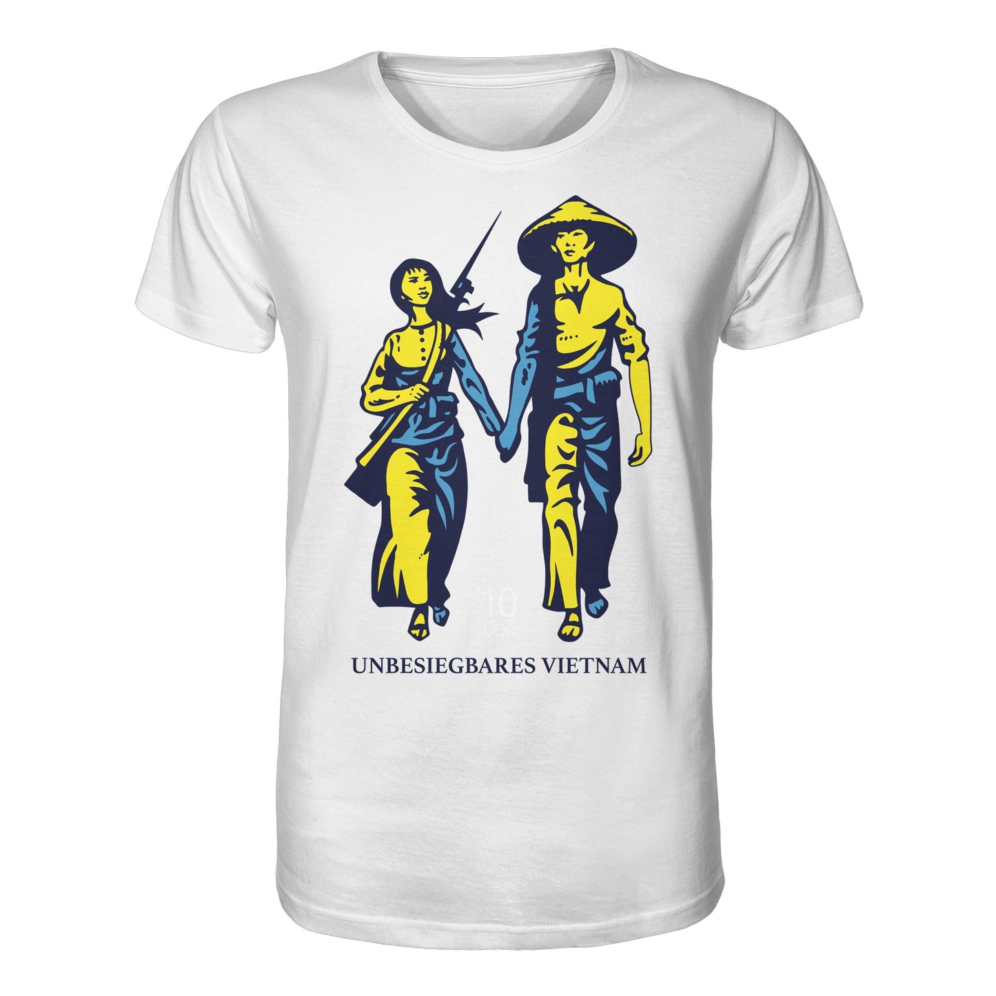 DDR Ostalgie Bio-Shirt Unisex • UNBESIEGBARES VIETNAM (ORIGINAL DDR-BRIEFMARKE)