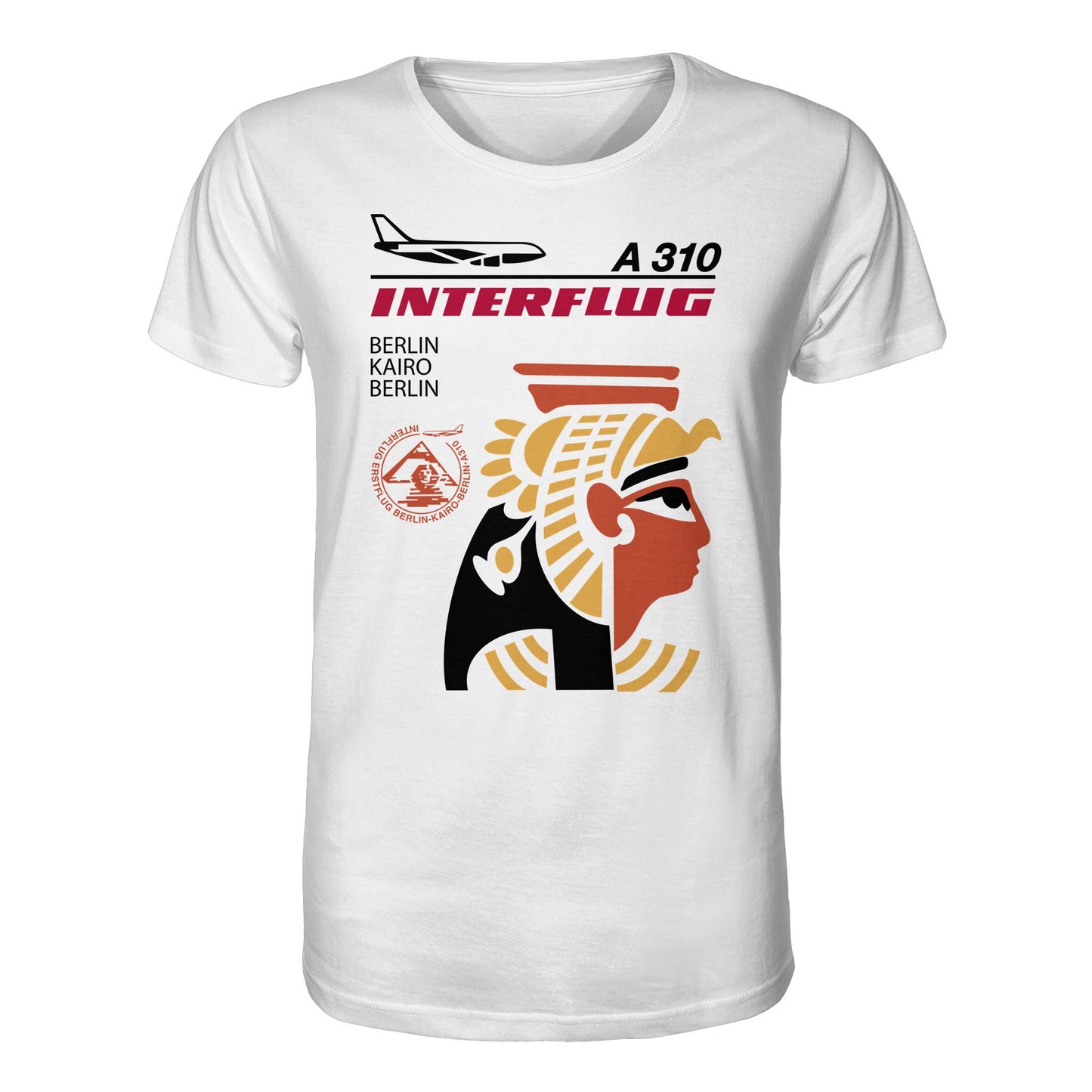 DDR Ostalgie Bio-Shirt Unisex • INTERFLUG BERLIN - KAIRO (ORIGINAL SONDERSTEMPEL)