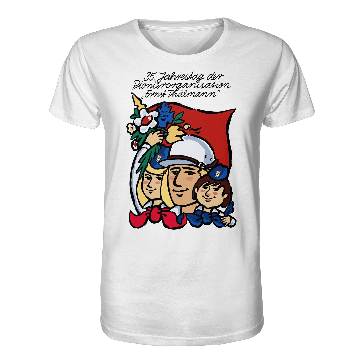 ORGANIC BIO SHIRT UNISEX • 35 JAHRE PIONIERORGANISATION ERNST THÄLMANN (ORIGINAL DDR-PLAKAT)