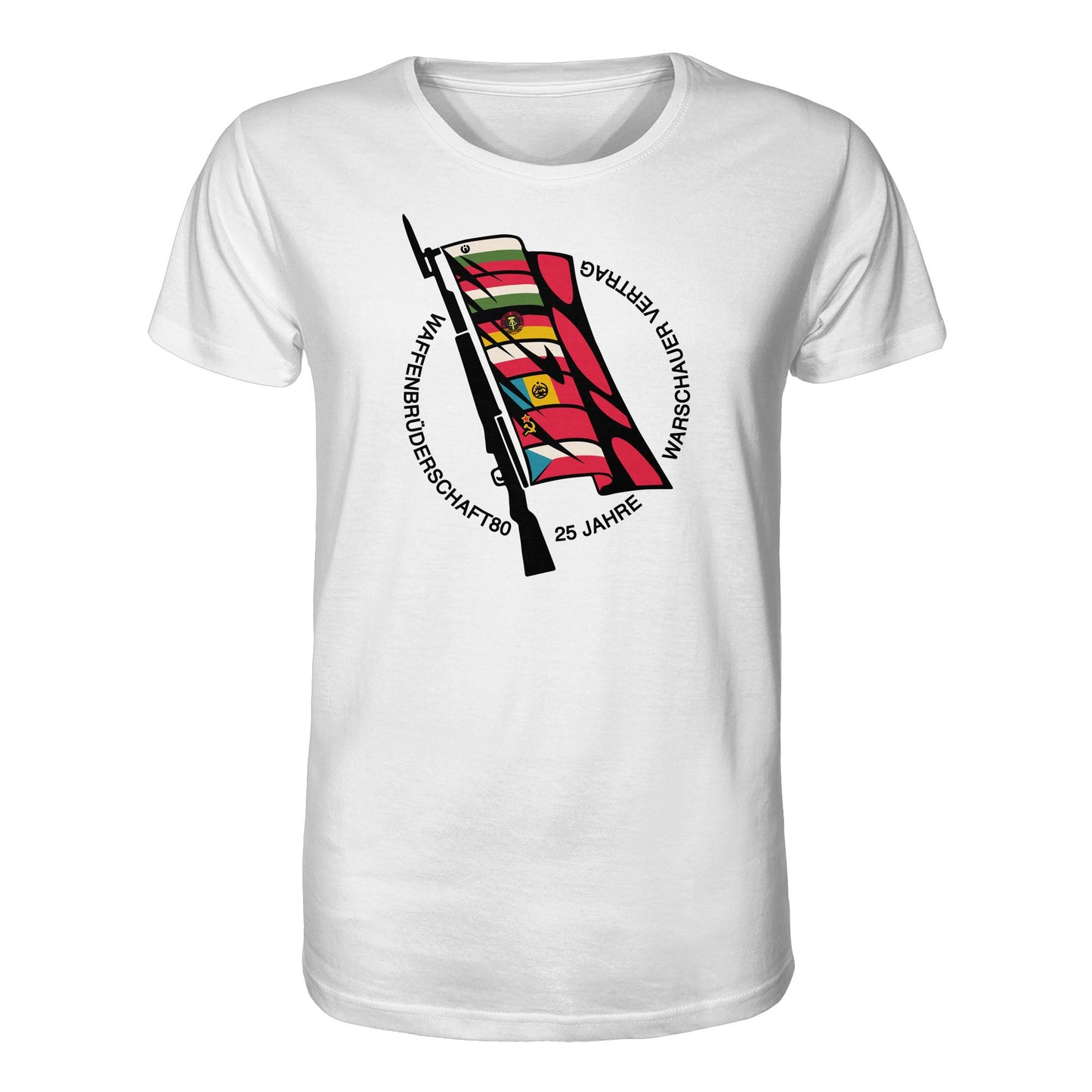 DDR Ostalgie Bio-Shirt Unisex • WAFFENBRÜDERSCHAFT80 - 25 JAHRE WARSCHAUER VERTRAG (NVA)