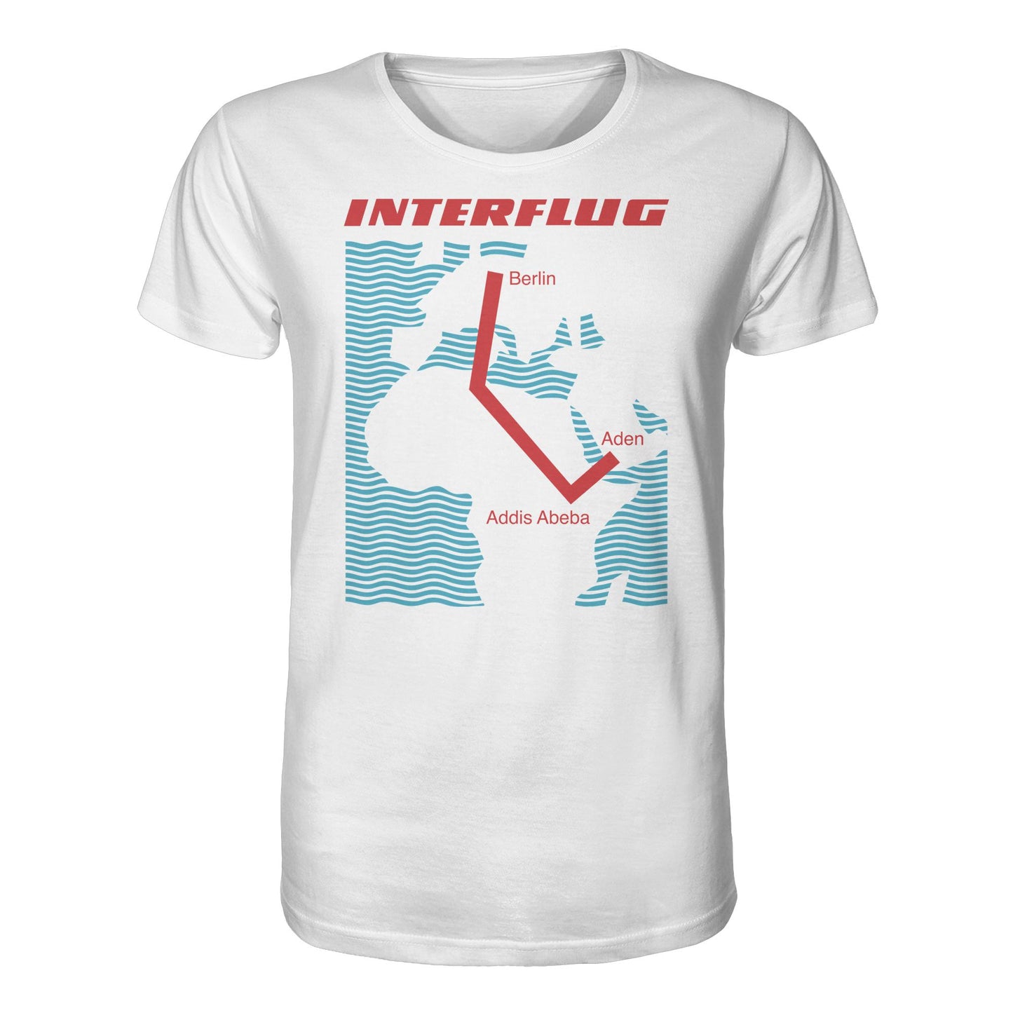 DDR Ostalgie Bio-Shirt Unisex • INTERFLUG BERLIN - ADDIS ABEBA (ORIGINAL SONDERSTEMPEL)