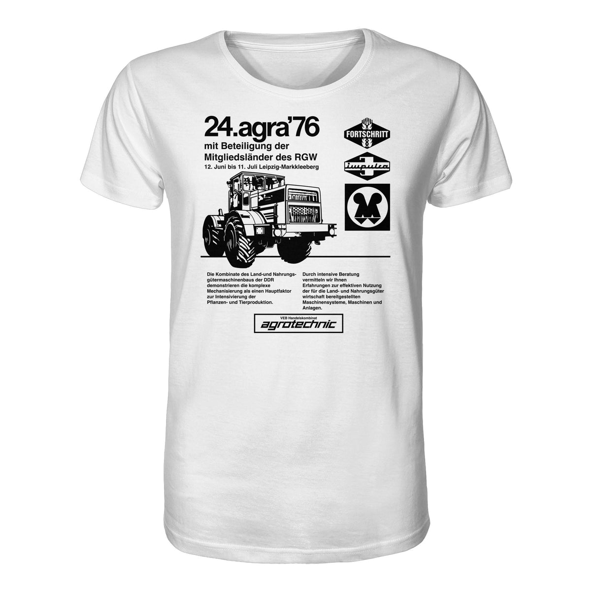 DDR Ostalgie Bio-Shirt Unisex • AGRA 1976, LEIPZIG-MARKKLEEBERG