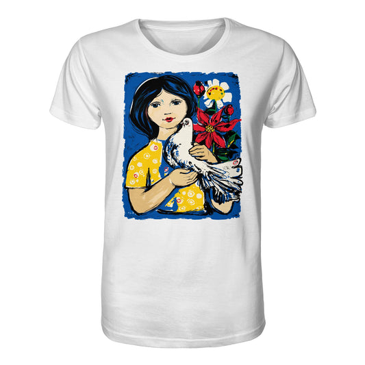 DDR Ostalgie Bio-Shirt Unisex • WALTER WOMACKA - MÄDCHEN MIT FRIEDENSTAUBE