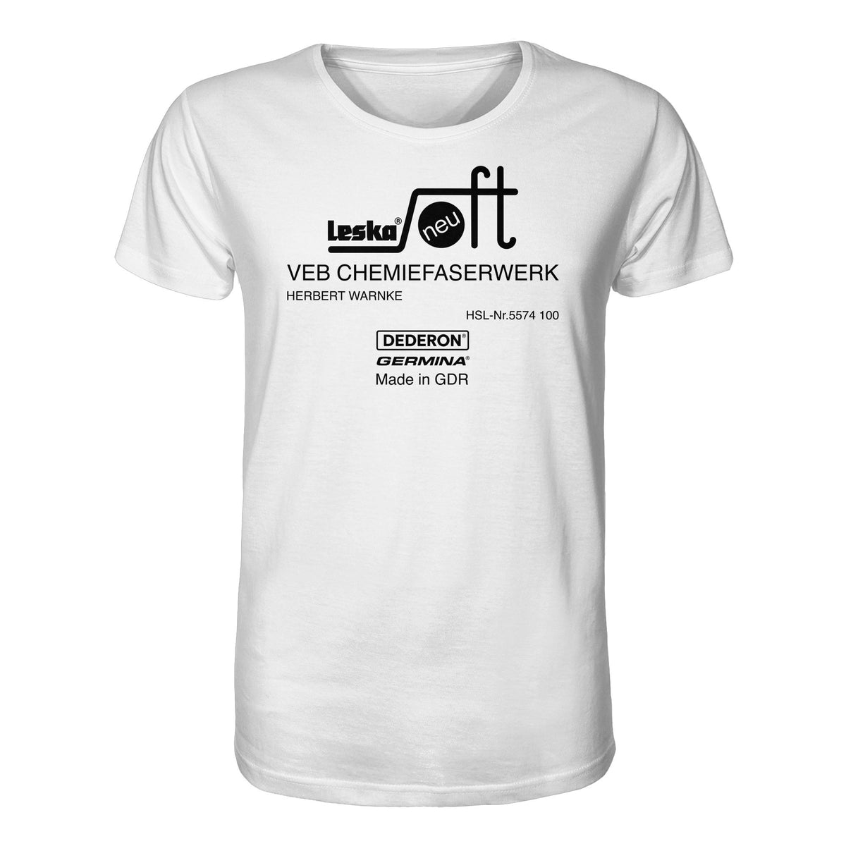 DDR Ostalgie Bio-Shirt Unisex • LESKA VEB CHEMIEFASERWERK HERBERT WARNKE - DEDERON, GERMINA