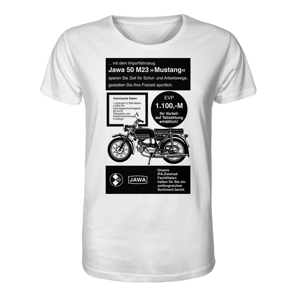 DDR Ostalgie Bio-Shirt Unisex • JAWA 50 M23 (ORIGINAL-PLAKAT)