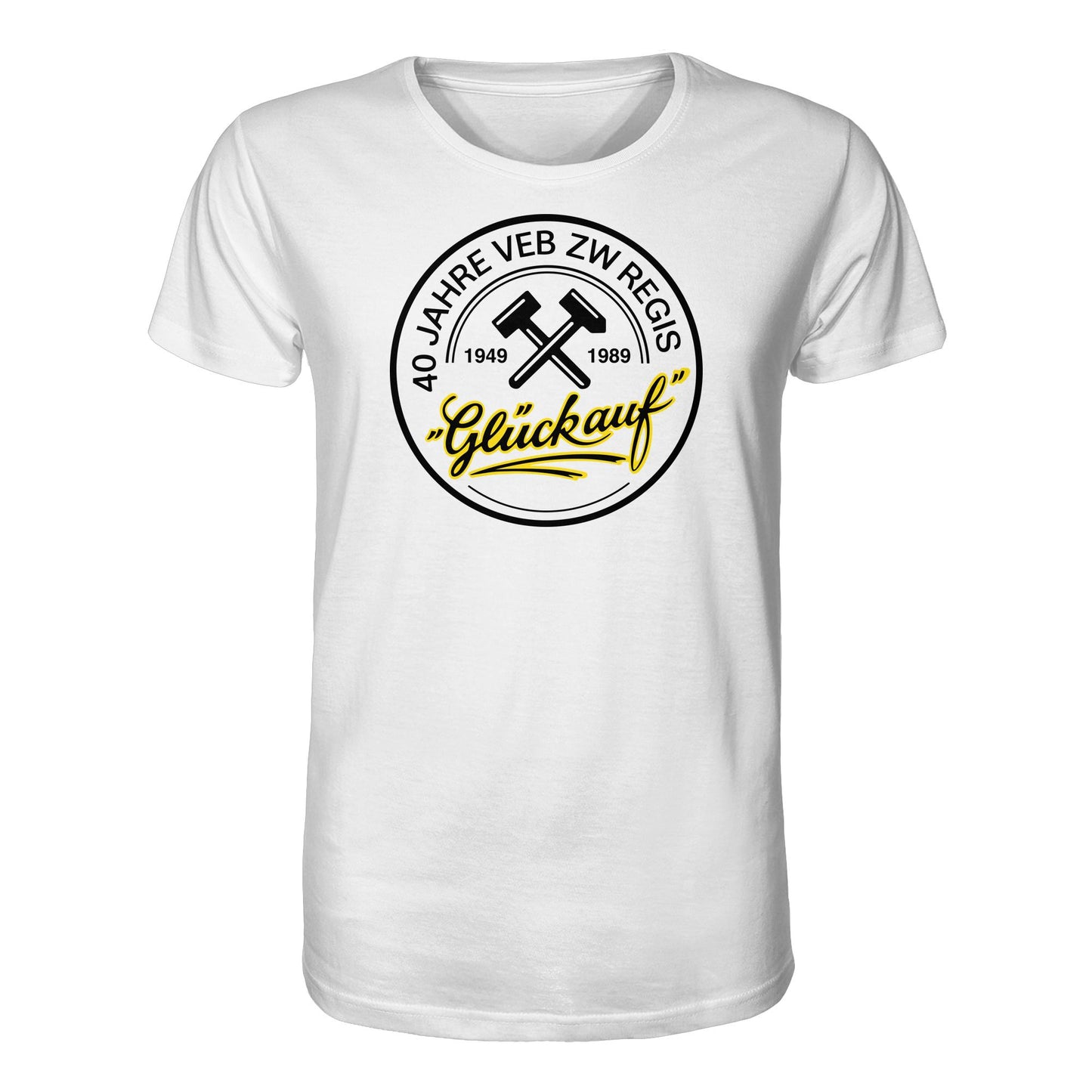 DDR Ostalgie Bio-Shirt Unisex • 40 JAHRE VEB ZW REGIS - GLÜCK AUF
