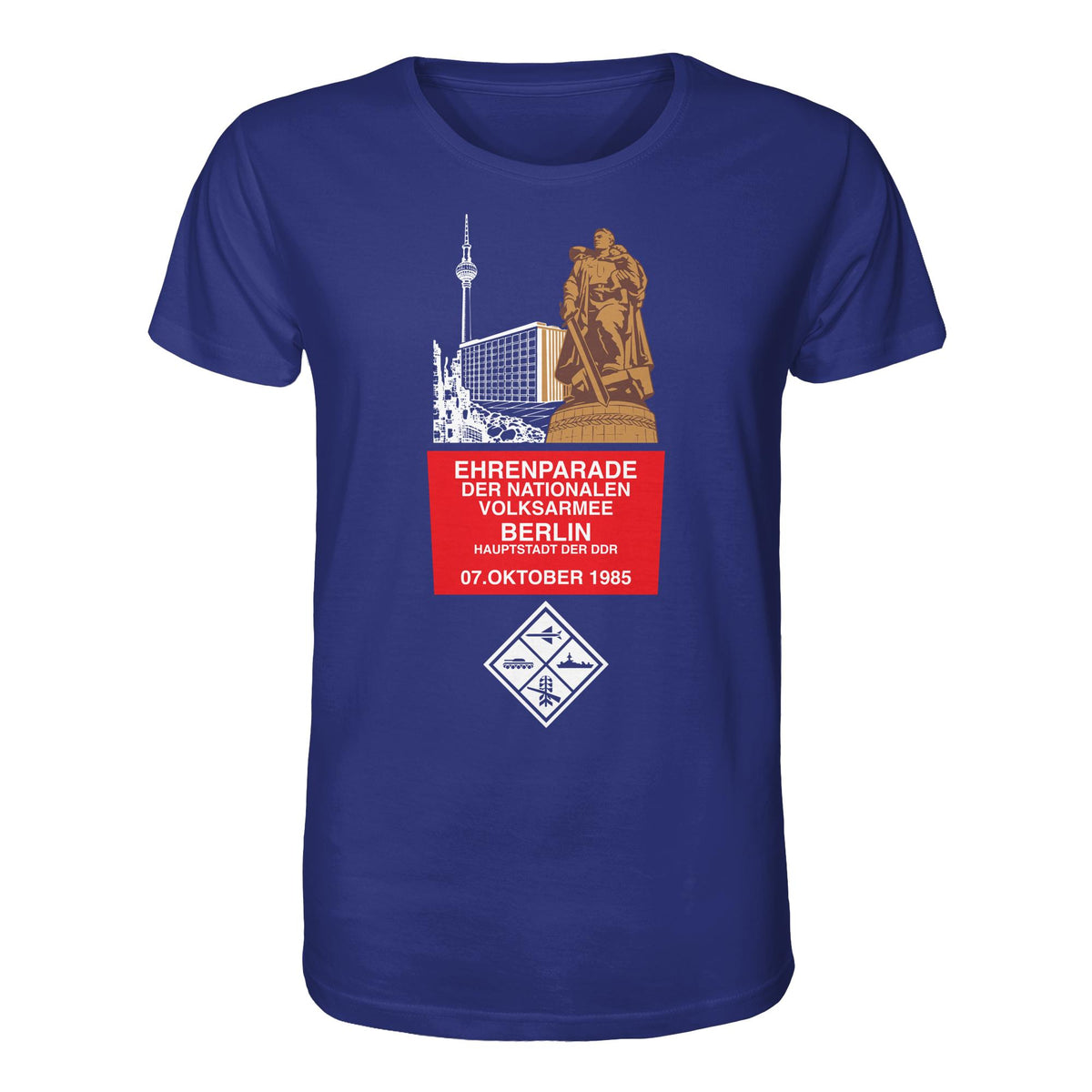 DDR Ostalgie Bio-Shirt Unisex • EHRENPARADE DER NVA, 1985 BERLIN (ORIGINALWIMPEL)