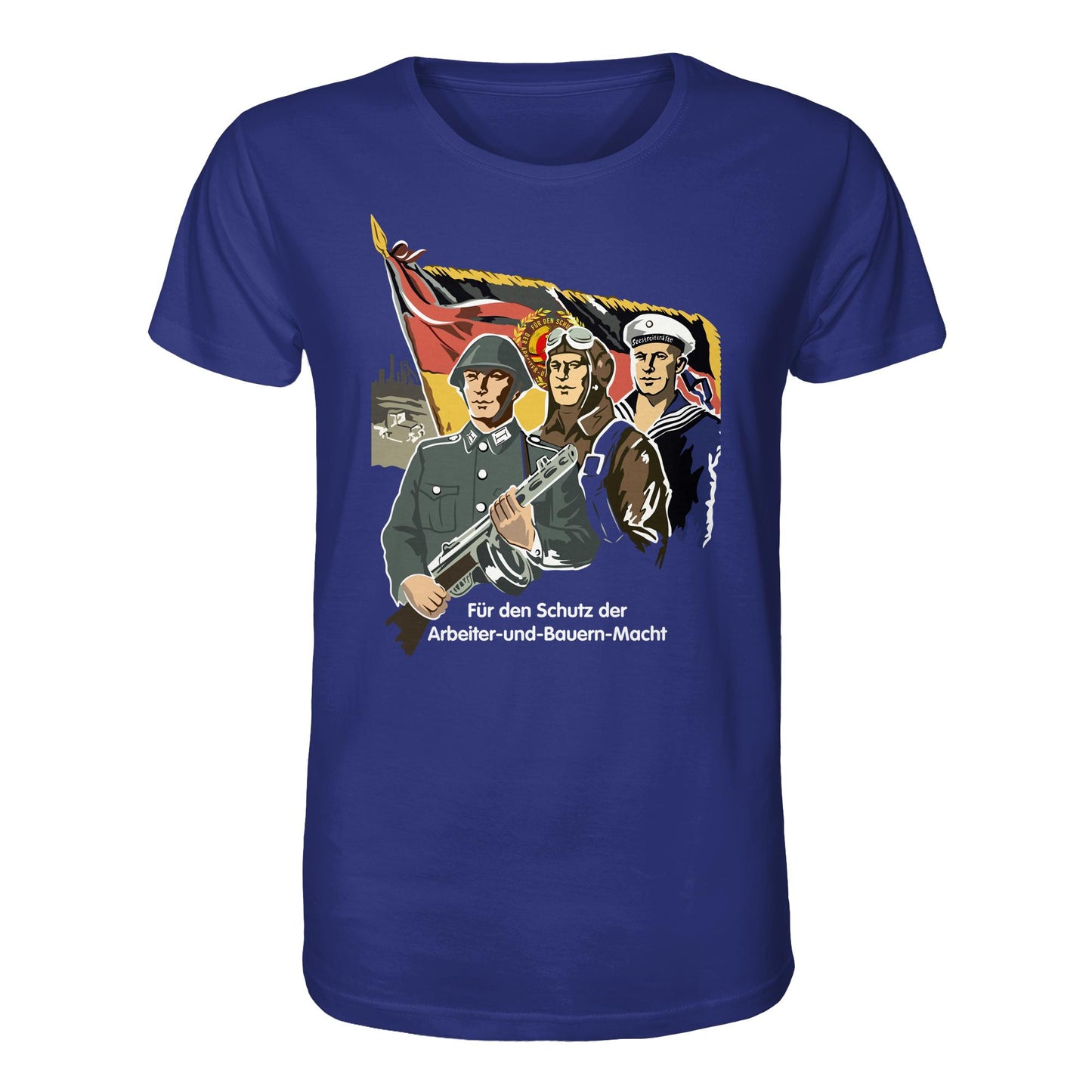 DDR Ostalgie Bio-Shirt Unisex • FÜR DEN SCHUTZ DER ARBEITER-UND-BAUERN-MACHT (NVA ORIGINAL-PLAKAT)