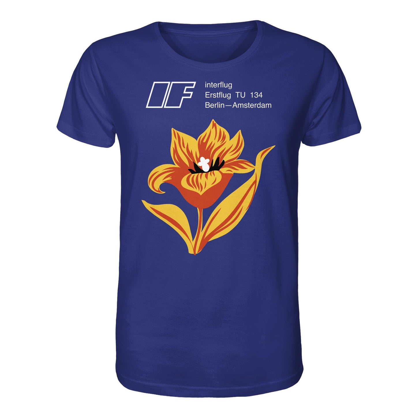 DDR Ostalgie Bio-Shirt Unisex • INTERFLUG BERLIN - AMSTERDAM (ORIGINAL SONDERSTEMPEL)