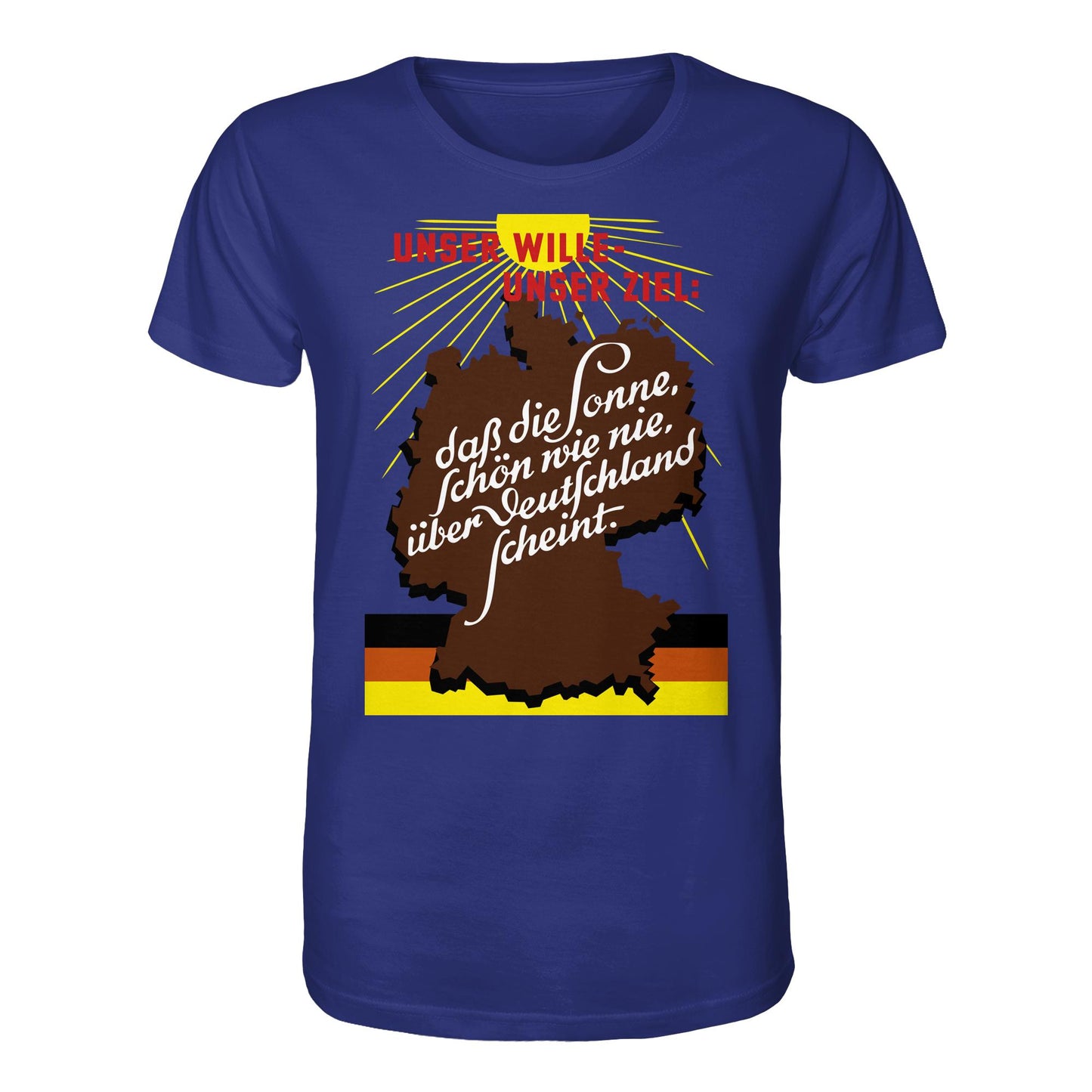 ORGANIC BIO SHIRT UNISEX • DASS DIE SONNE SCHÖN WIE NIE, ÜBER DEUTSCHLAND SCHEINT - ORIGINAL DDR-PLAKAT