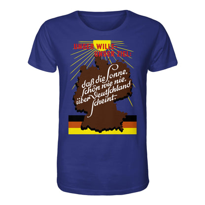 ORGANIC BIO SHIRT UNISEX • DASS DIE SONNE SCHÖN WIE NIE, ÜBER DEUTSCHLAND SCHEINT - ORIGINAL DDR-PLAKAT