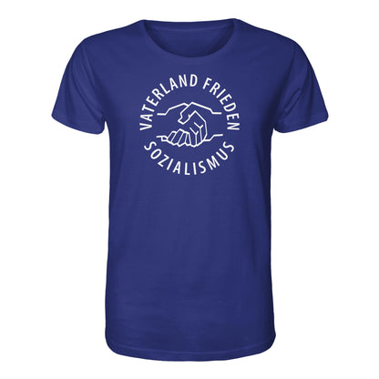 ORGANIC BIO SHIRT UNISEX • VATERLAND FRIEDEN SOZIALISMUS (DDR LOGO)