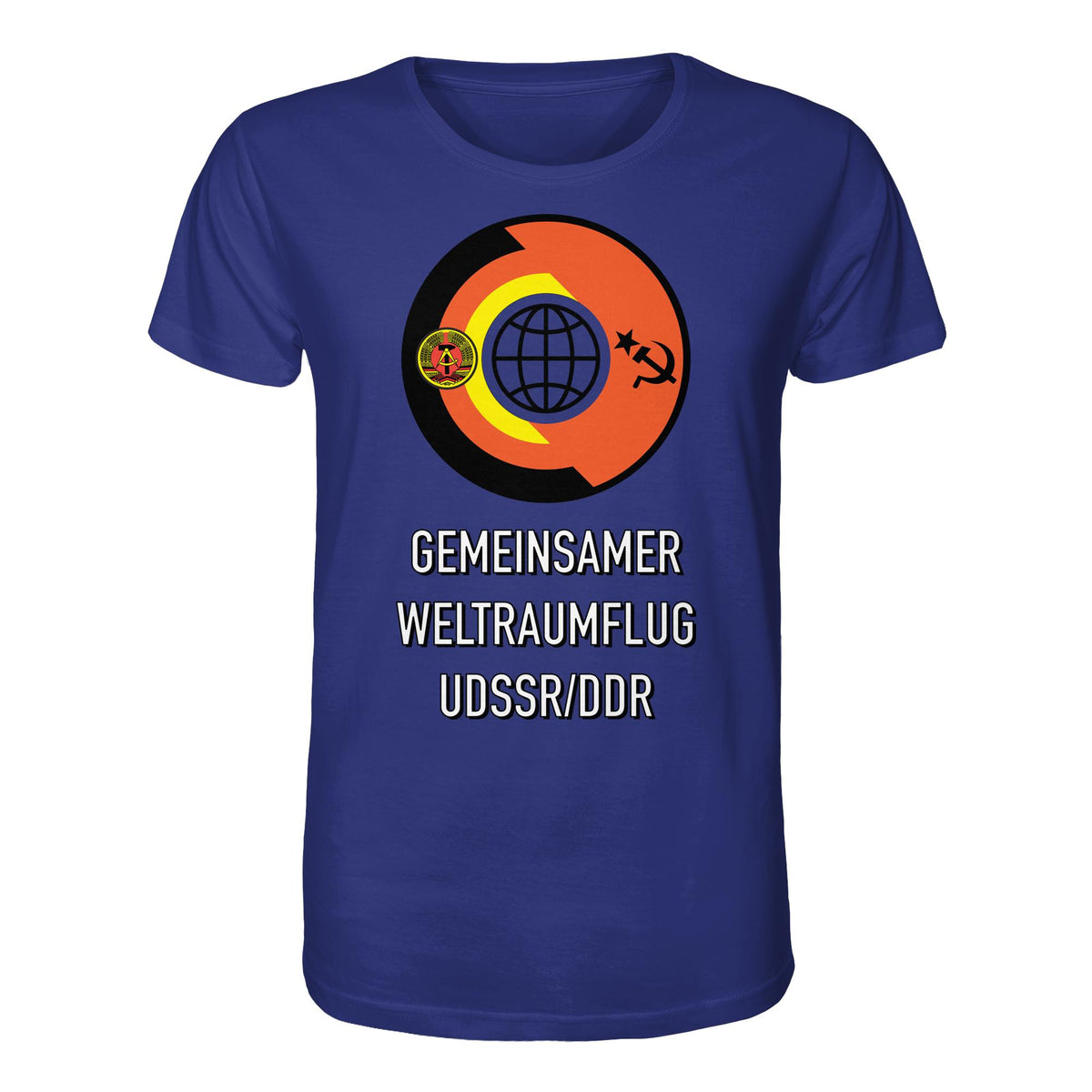 DDR Ostalgie Bio-Shirt Unisex • GEMEINSAMER WELTRAUMFLUG UDSSR-DDR (ORIGINAL WIMPEL)