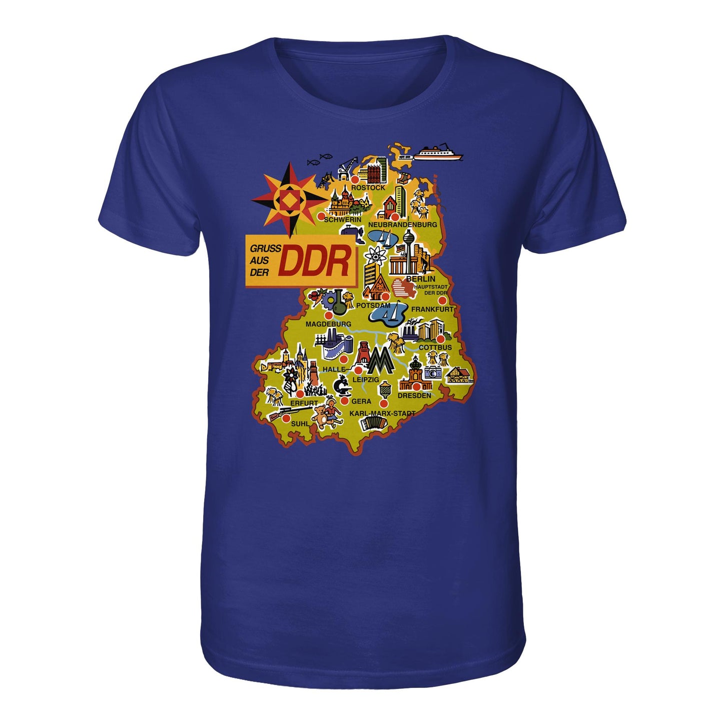 DDR Ostalgie Bio-Shirt Unisex • GRUSS AUS DER DDR (ORIGINAL POSTKARTE)