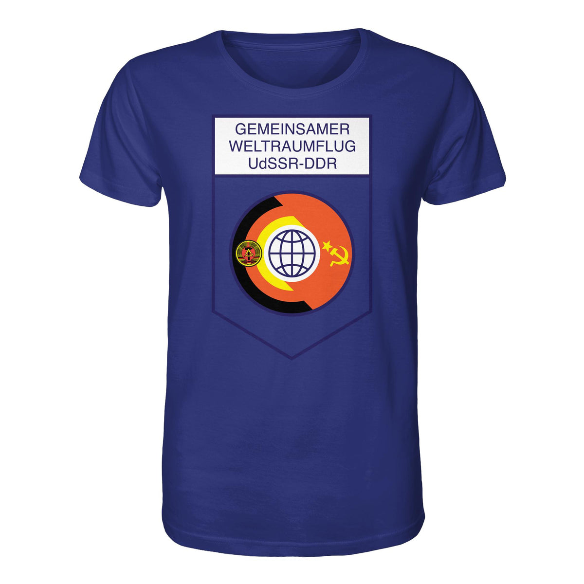 DDR Ostalgie Bio-Shirt Unisex • GEMEINSAMER WELTRAUMFLUG UDSSR-DDR (ORIGINAL WIMPEL)