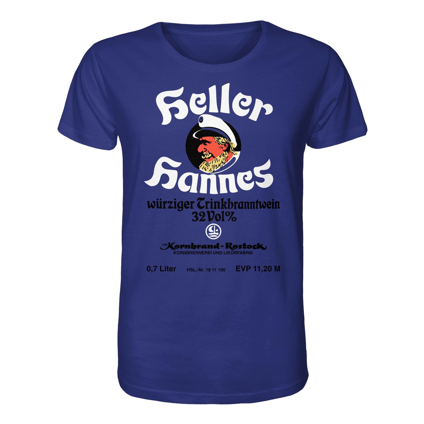 DDR Ostalgie Bio-Shirt Unisex • HELLER HANNES - TRINKBRANNTWEIN - VEB KORNBRANDT ROSTOCK