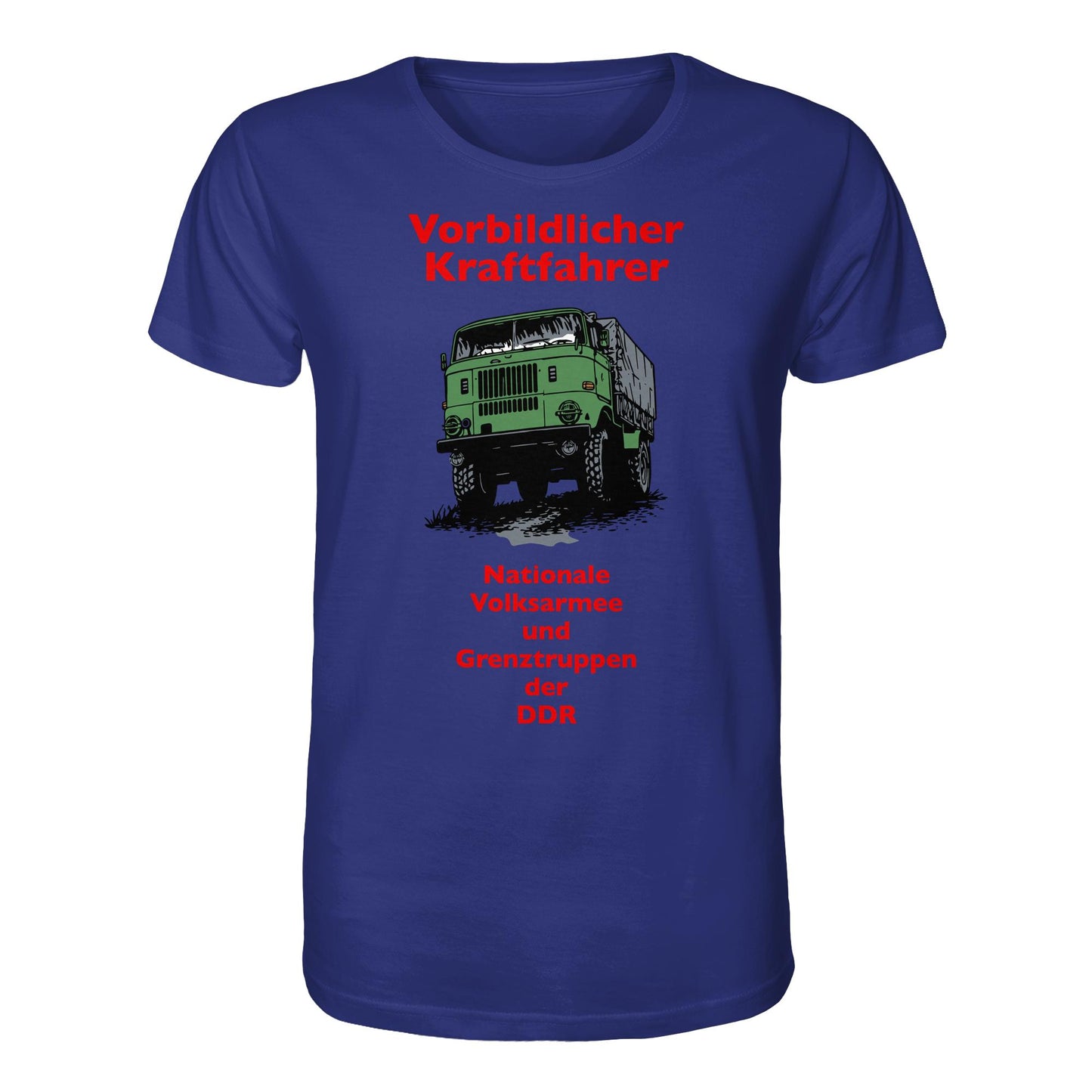 DDR Ostalgie Bio-Shirt Unisex • VORBILDLICHER KRAFTFAHRER, NVA (ORIGINAL WIMPELMOTIV)