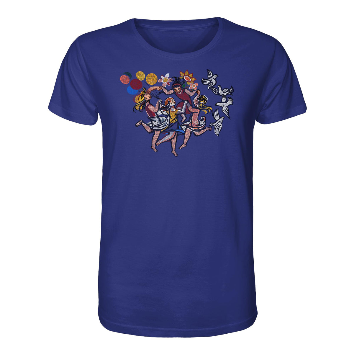 DDR Ostalgie Bio-Shirt Unisex • WALTER WOMACKA - TANZENDE MÄDCHEN MIT FRIEDENSTAUBEN (MOSAIK HAUS DES LEHRERS, 1964)