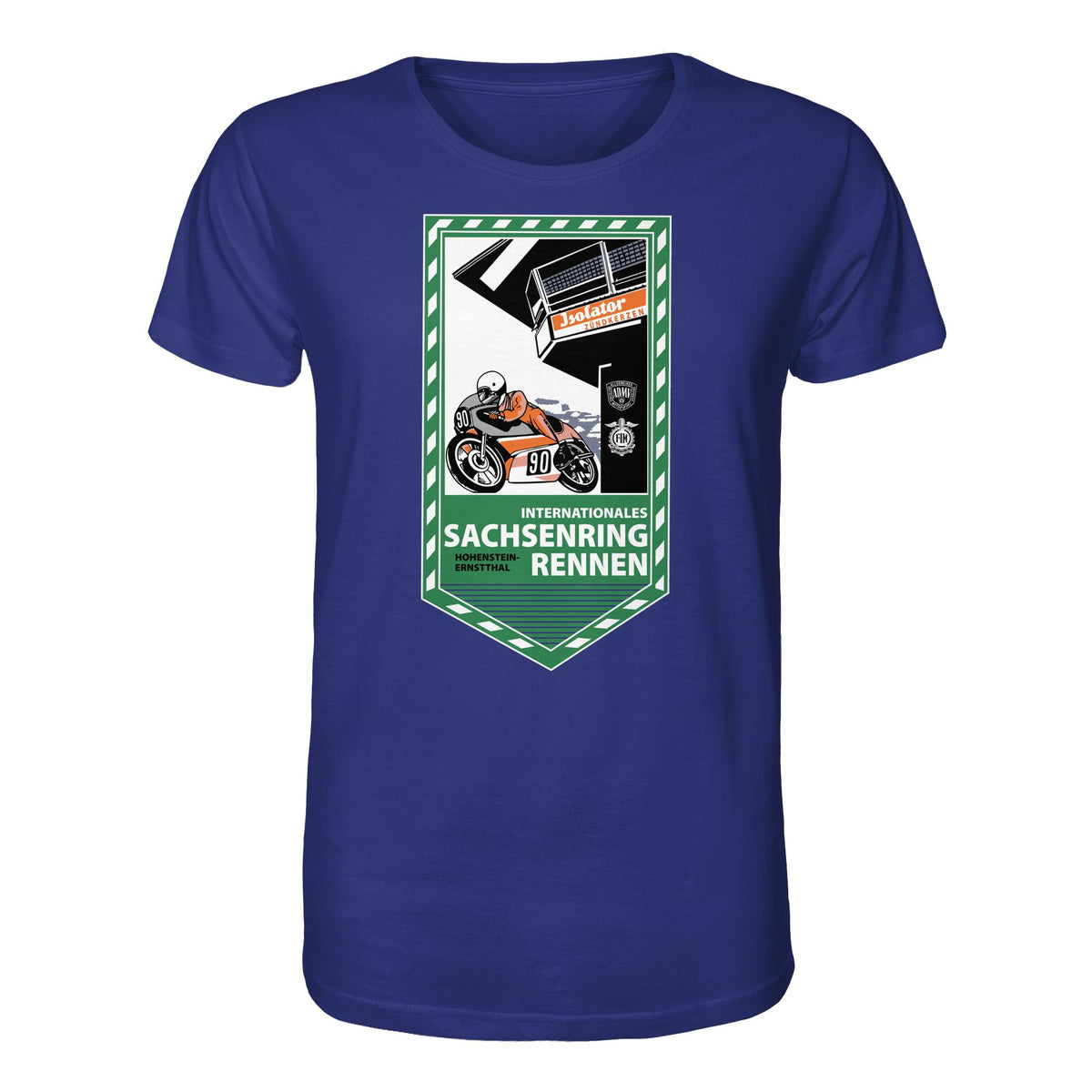 DDR Ostalgie Bio-Shirt Unisex • SACHSENRING-RENNEN ZWICKAU 1990 (ORIGINAL-WIMPEL)