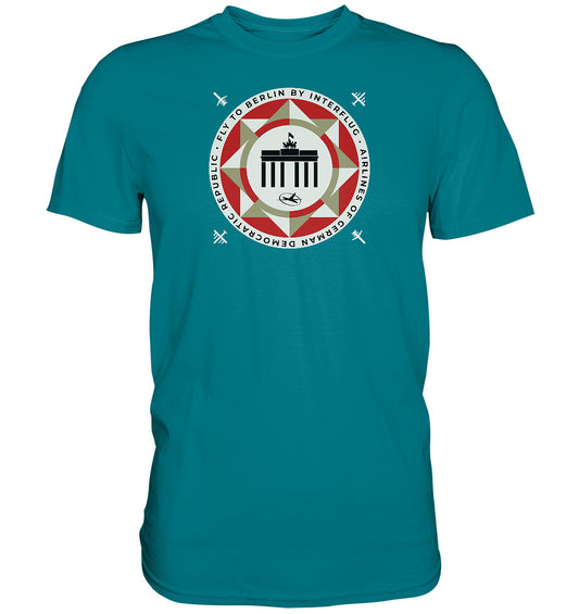 DDR Ostalgie Shirt Unisex • FLY TO BERLIN WITH INTERFLUG - ORIGINALWERBUNG